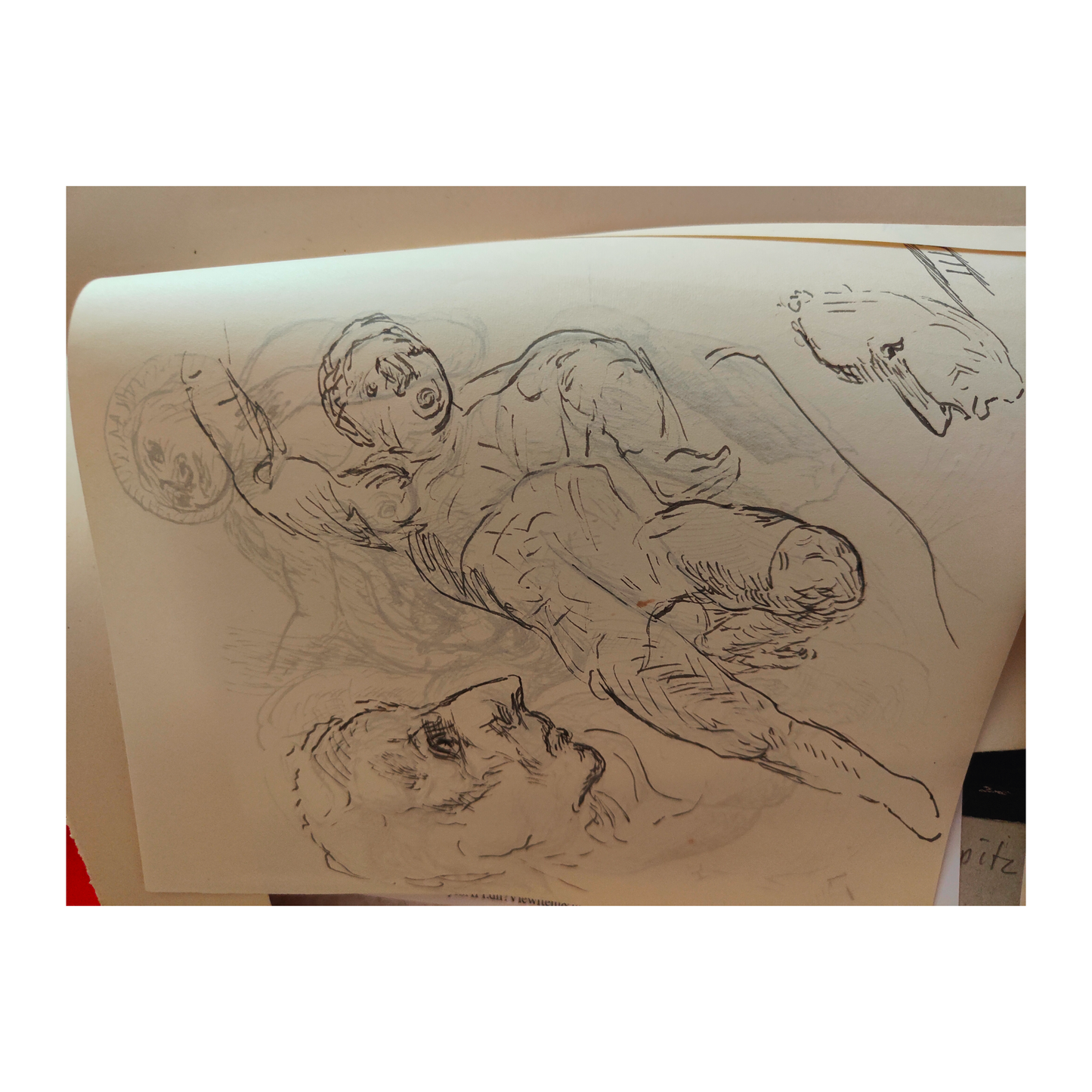 Deux Femmes dessin Lothar Homeyer scène féminine groupe personnages art allemand authentique