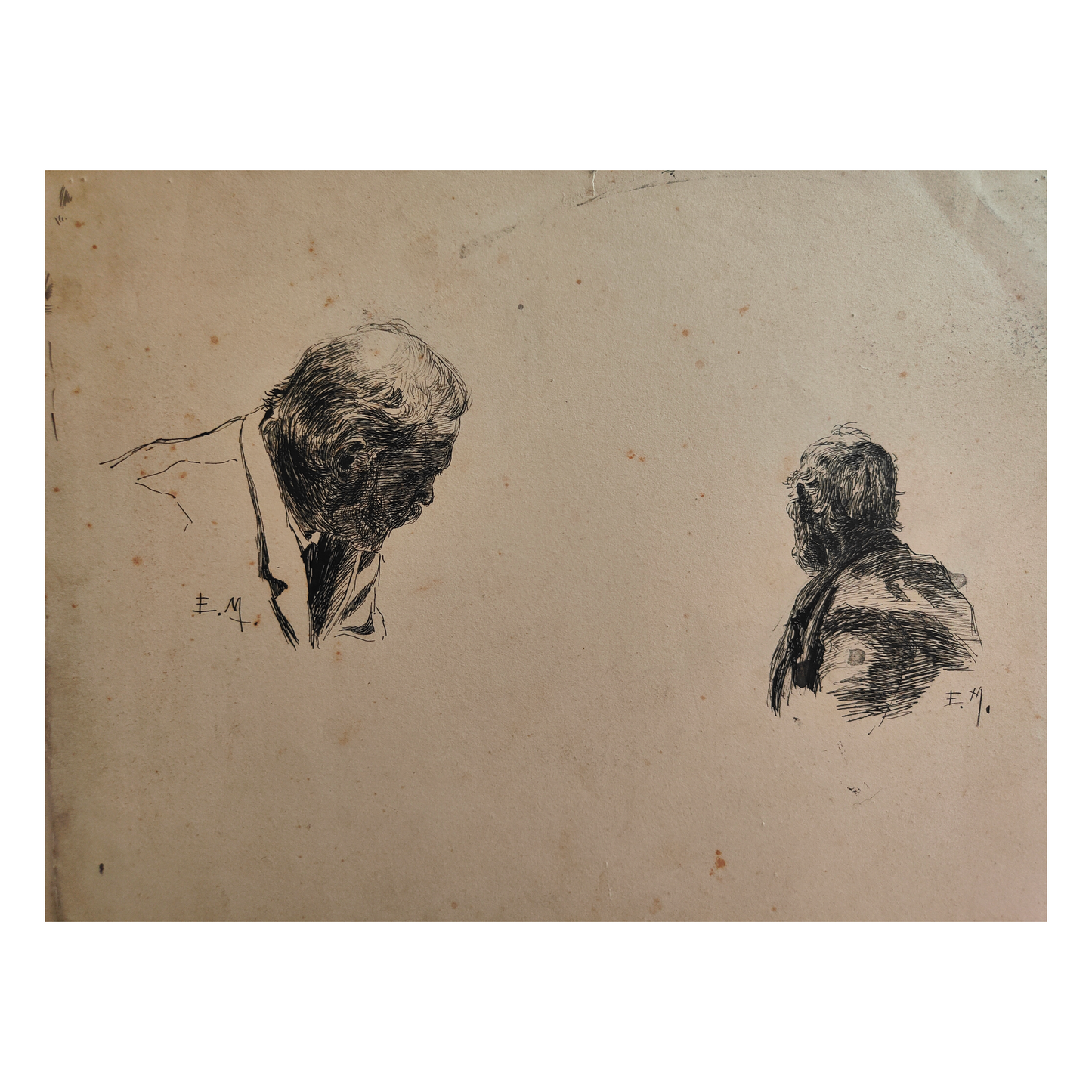 Portrait dessin Elfriede Mayer portrait personnage art moderne allemand authentique