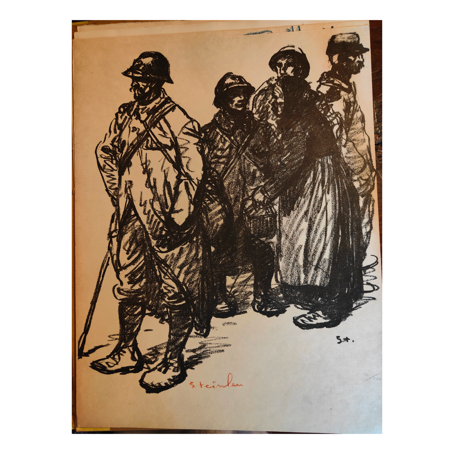 Au cantonnement lithographie Théophile Steinlen scène militaire soldats cantonnement art graphique XIXe siècle