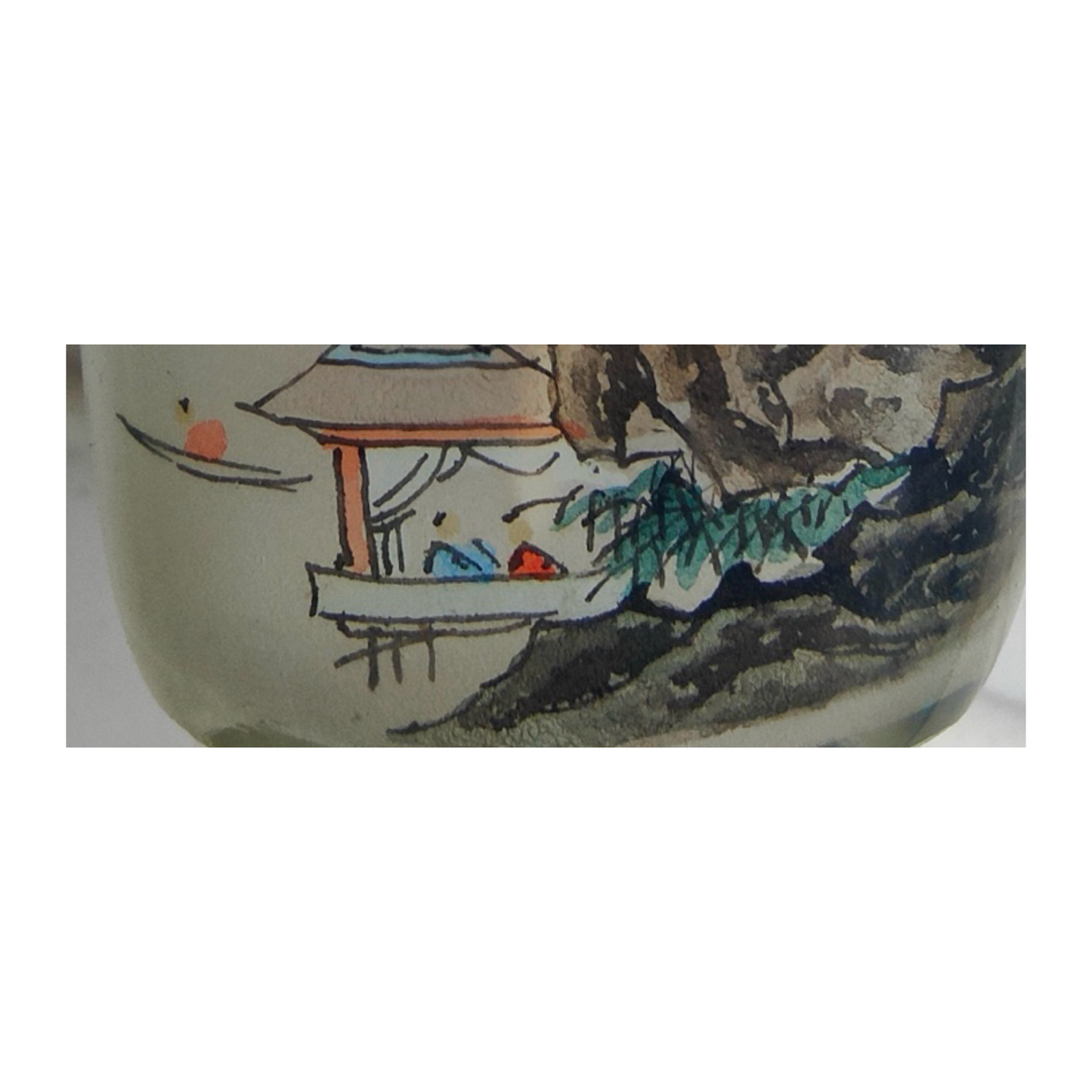Tabatière chinoise en verre peinte à l’intérieur – Snuff bottle – Décor paysage