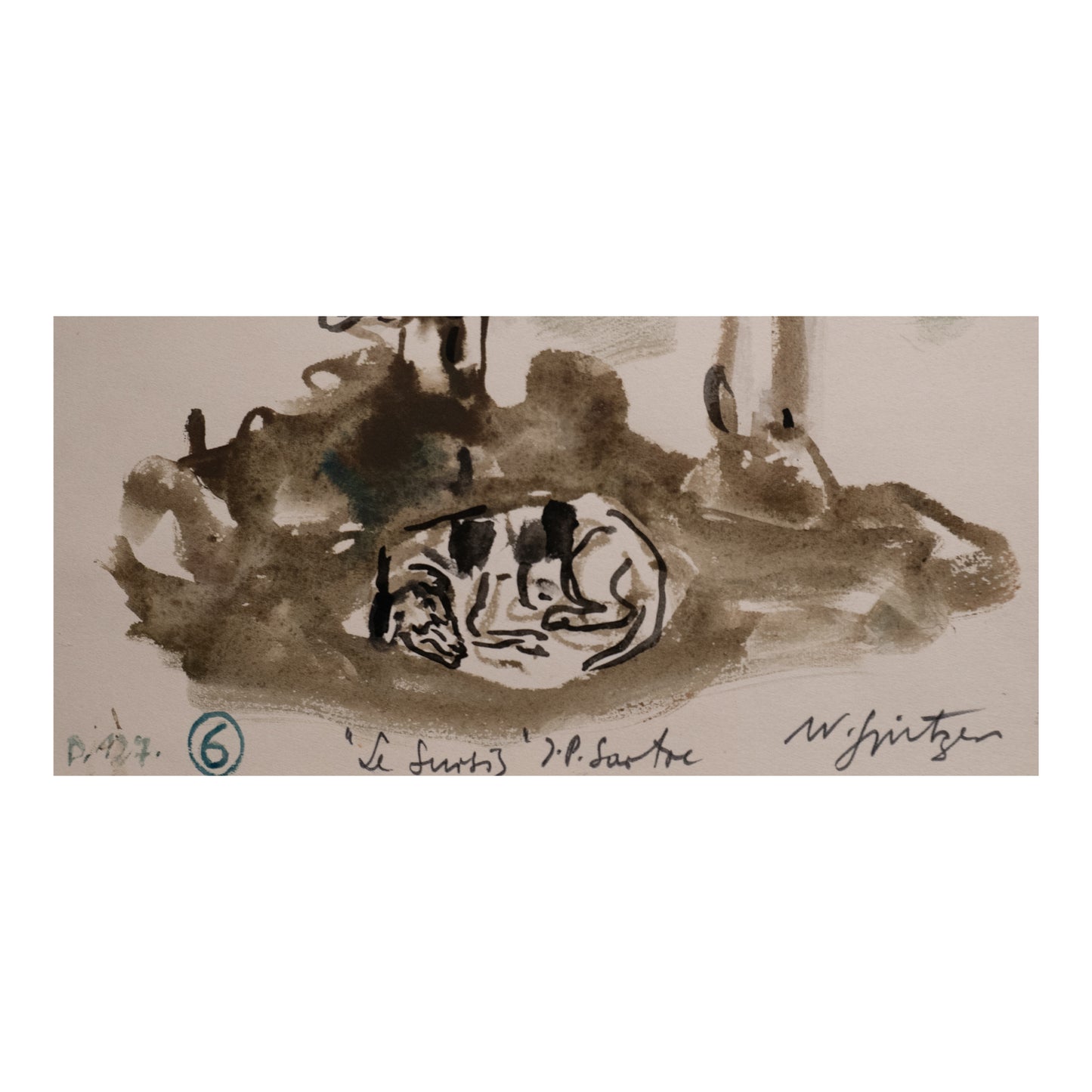Le Sursis dessin Walter Spitzer scène narrative art moderne français 350 euros