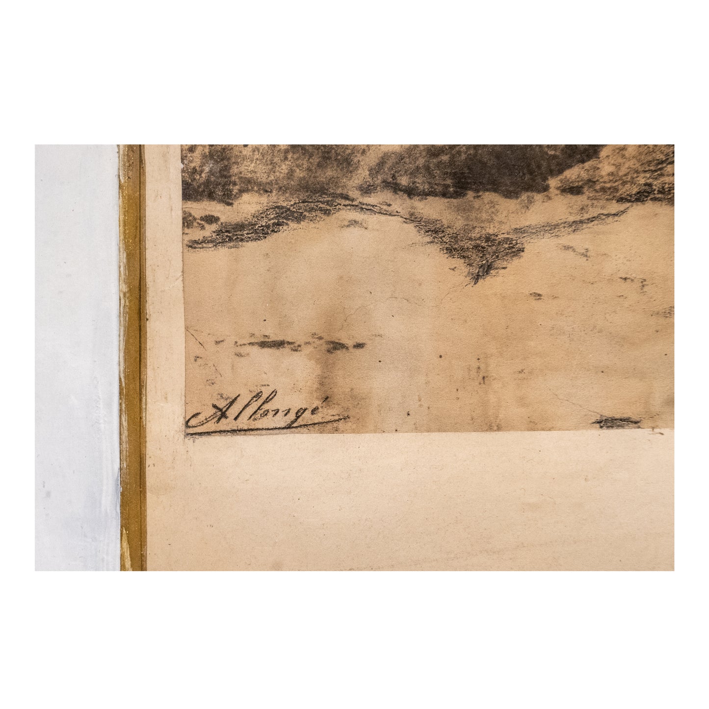 Les rochers dessin fusain Auguste Allongé paysage rocheux art français XIXe siècle 350 euros