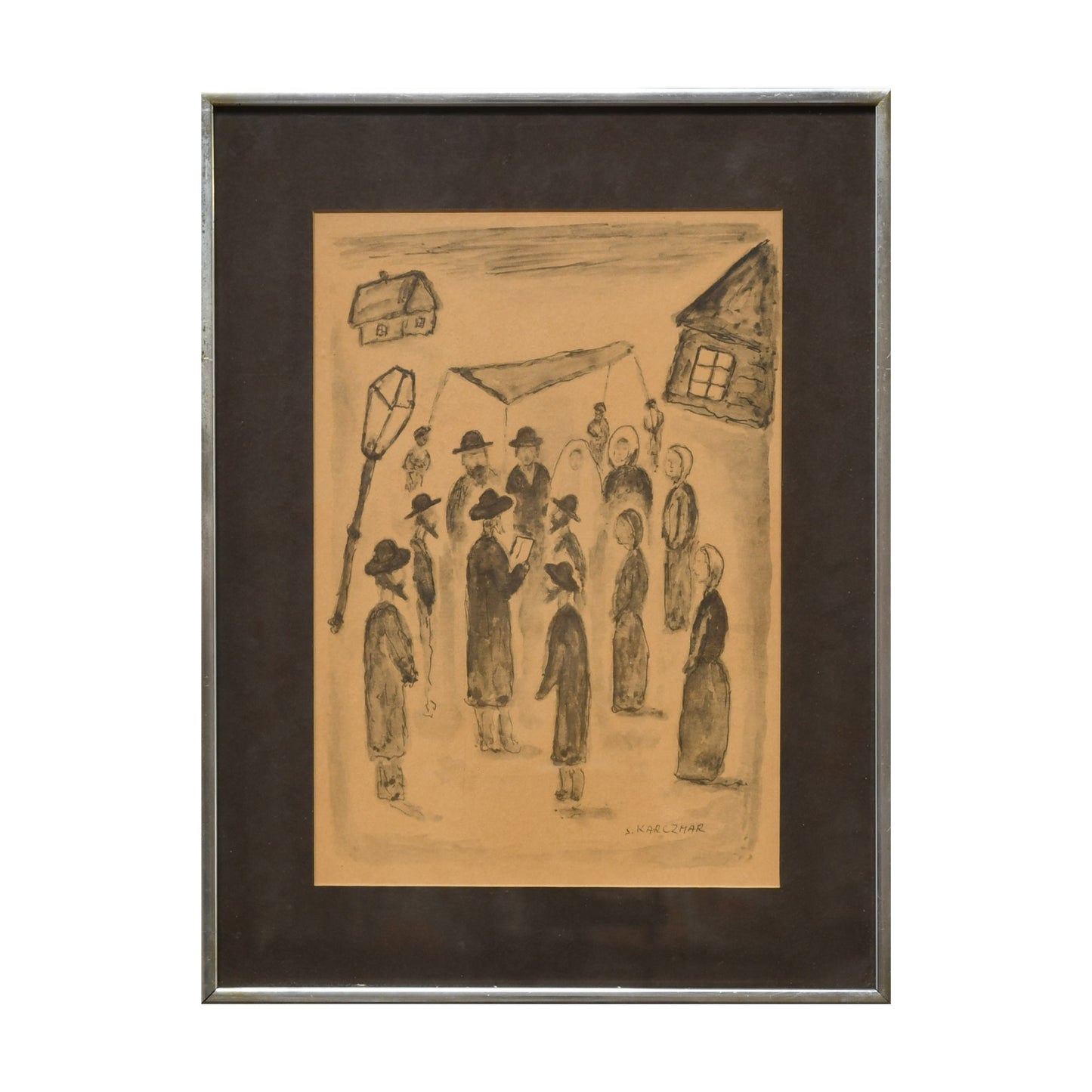 Mariage gravure Simon Karczmar scène nuptiale couple cérémonie traditions art graphique