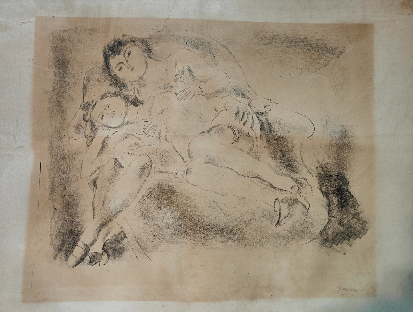 Homme courant gravure Dessaigne figure en mouvement art moderne français 55x44 cm authentiqueRetry