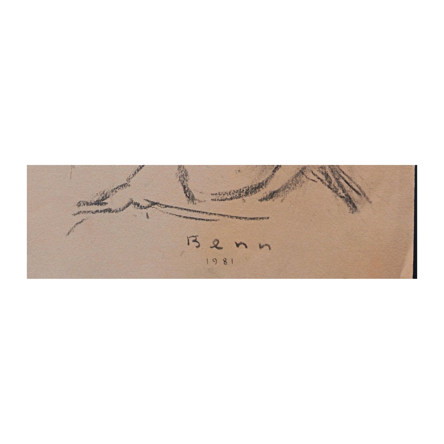 Dessin de 1981 de Benn représentant le portrait d’un jeune garçon, œuvre non encadrée au format 25 x 33 cm