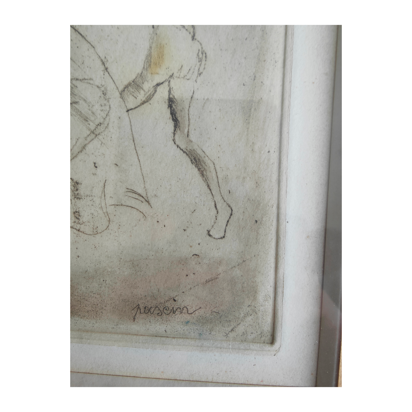 Gravure originale Au bal pour Charles Perrault, Cendrillon de Jules Pascin, eau-forte et pointe sèche en couleurs sur papier vélin, signée, encadrée élégamment.