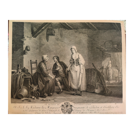 La Consultation et Le Retour de la Consultation gravures Bilcoq gravées par Le Veau scènes médicales consultation médecin patient art graphique
