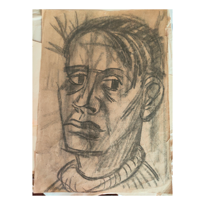 Homme Assis Femme Africaine dessin Alfons Garn portraits personnages scène ethnographique art allemand authentique