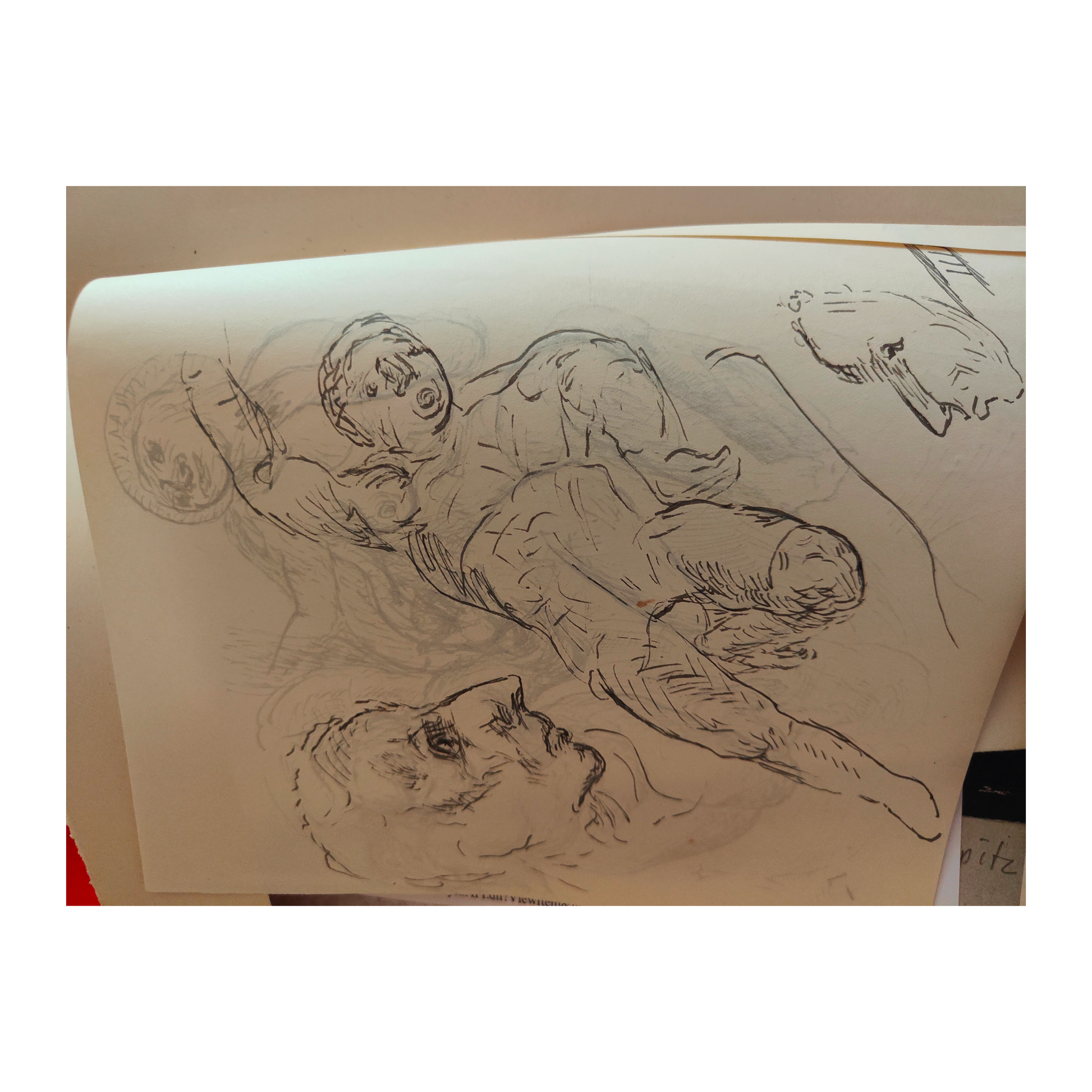 Deux Femmes dessin Lothar Homeyer scène féminine groupe personnages art allemand authentique