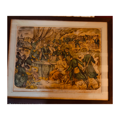 La France Traité de Paix 1871 gravure colorisée Lange Janet Belloguet art historique Guerre franco-allemande 1871 62x77 cm 400 euros
