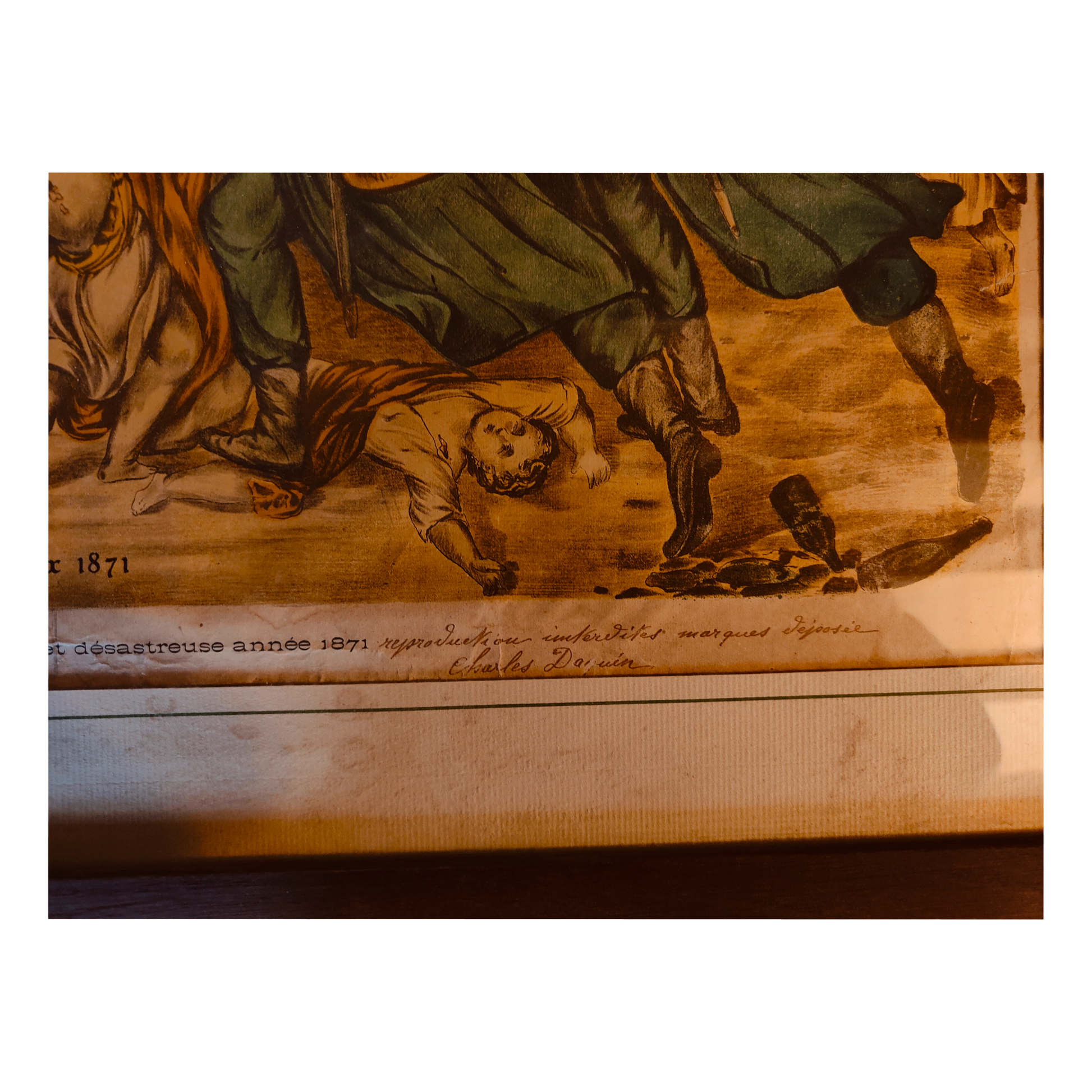 La France Traité de Paix 1871 gravure colorisée Lange Janet Belloguet art historique Guerre franco-allemande 1871 62x77 cm 400 euros