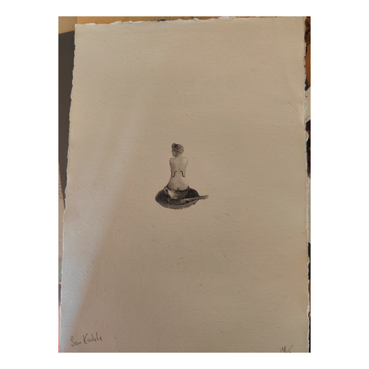 Femme au Violoncelle lithographie Sam Kautsch édition 18/99 musicienne personnage féminin instrument scène artistique art graphique contemporain
