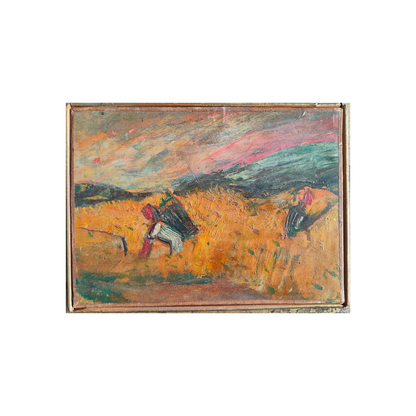 Travaux des Champs huile sur toile Paul Ackerman scène rurale art français 16x22 cm 550 euros