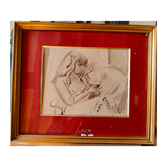 La Tasse de Café dessin encre sur papier André Chochon scène café intimiste art français moderne authentique