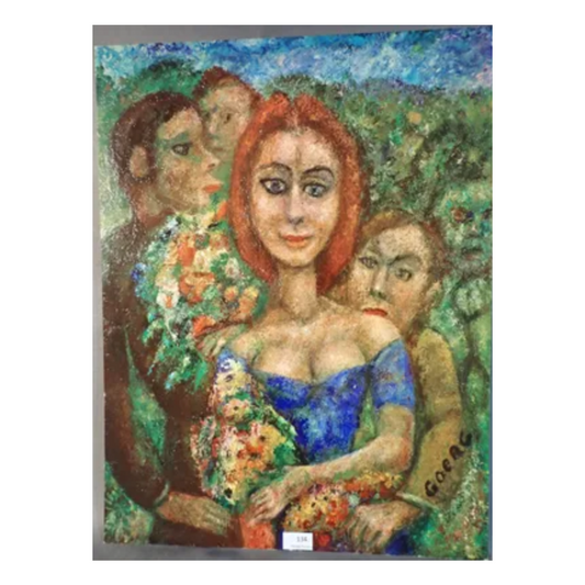 Le Baiser Fleuri kamagraphie Édouard Goerg scène romantique fleurs art moderne 300 euros