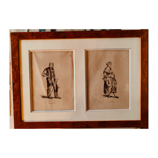 Les Champenois gravure Emile Loubon scène rurale habitants de la région Champagne art graphique XIXe siècle
