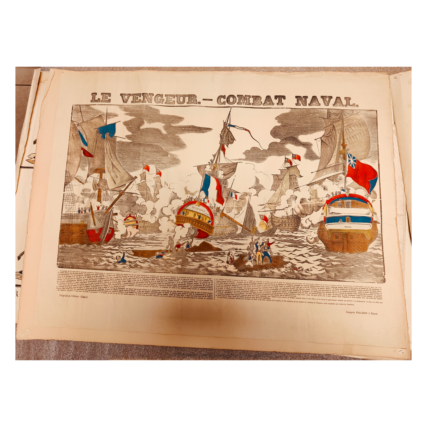 Le Vengeur Combat Naval image d'Épinal Pellerin marine militaire française bataille navale XIXe siècle authentique