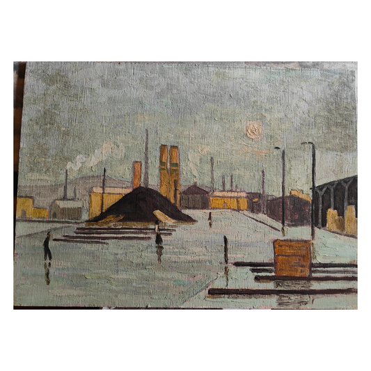 Sous la pluie peinture à l'huile Guy Pichon scène urbaine temps pluvieux ambiance atmosphérique art moderne
