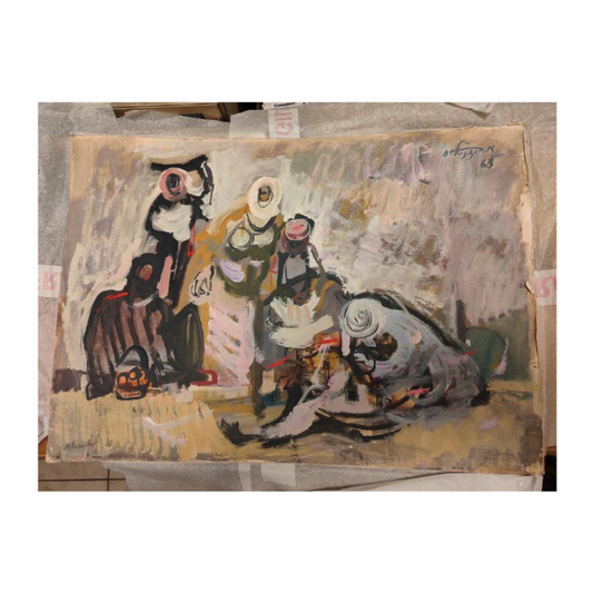 Femmes Orientales gouache Moshe Rosenthalis scène orientaliste art moderne 50x70 cm 750 euros
