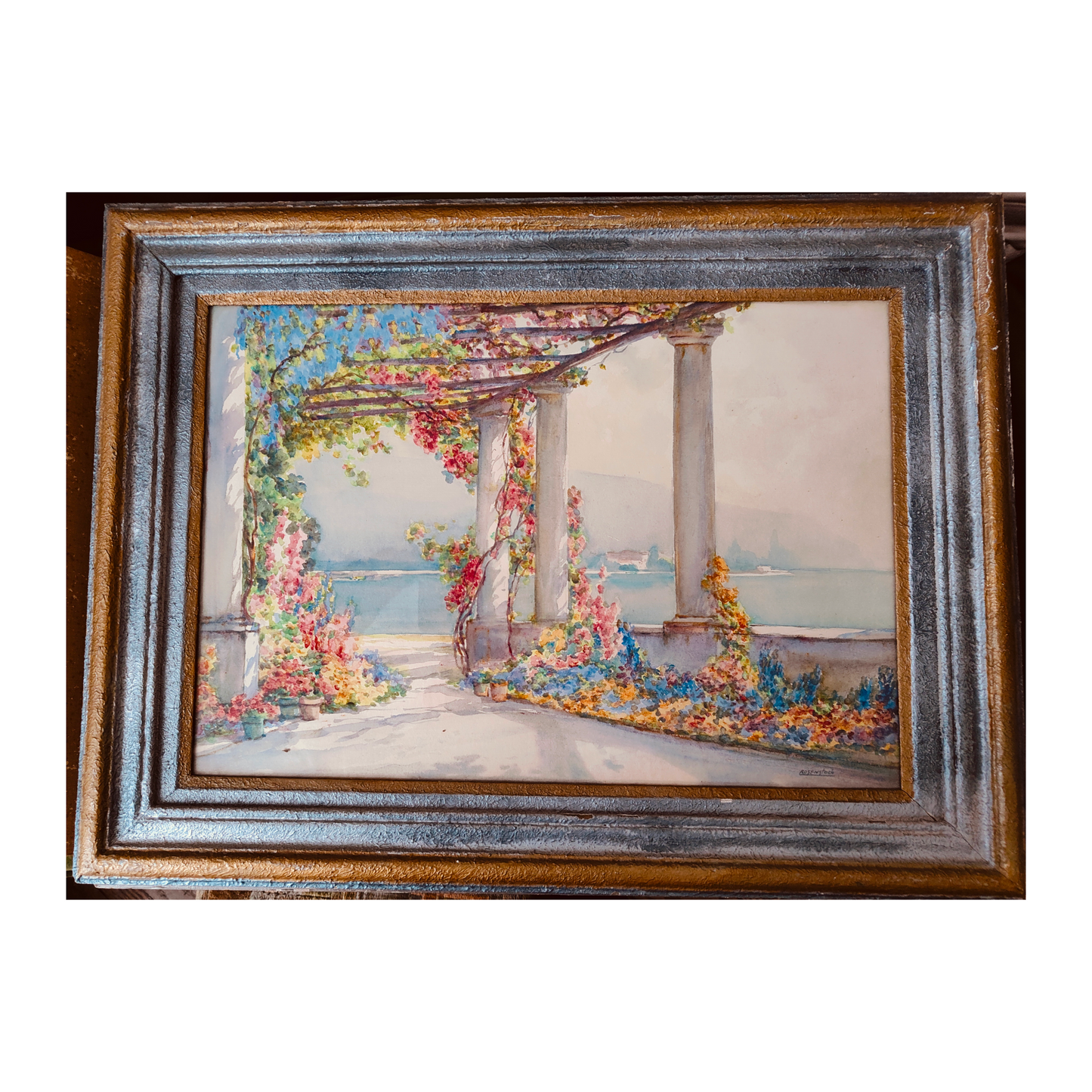 Jardin Fleuri aquarelle Isidore Rosenstock paysage fleuri art moderne français 38x54 cm 500 euros