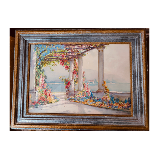 Jardin Fleuri aquarelle Isidore Rosenstock paysage fleuri art moderne français 38x54 cm 500 euros