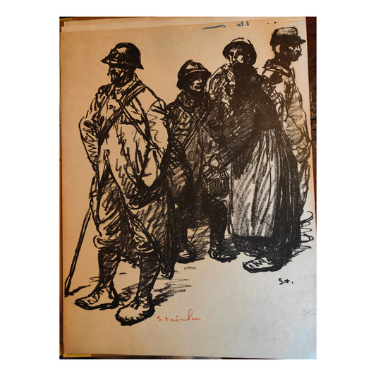 Au cantonnement lithographie Théophile Steinlen scène militaire soldats cantonnement art graphique XIXe siècle
