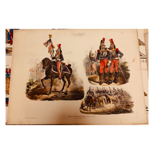 Les Cuirassiers image d'Épinal Pellerin militaires cuirassiers français XIXe siècle authentique