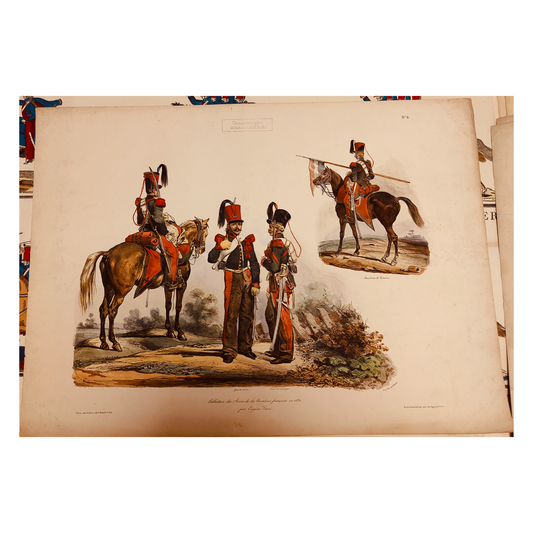 Les Chasseurs image d'Épinal Pellerin militaires chasseurs français XIXe siècle 55x40 cm authentique