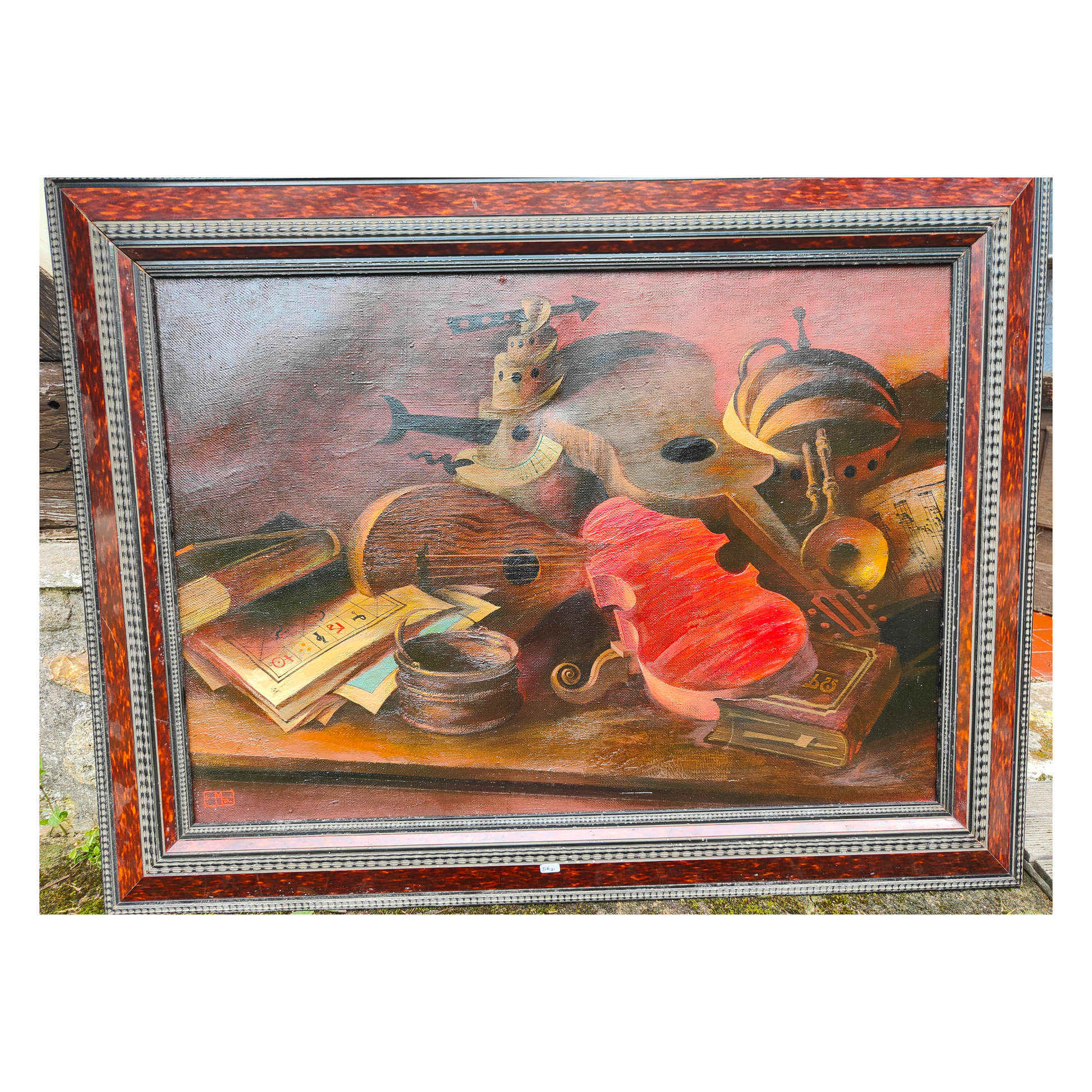 Le Violon Rouge huile sur toile Nikita Meshkov nature morte musicale art contemporain russe 60x86 cm 1300 euros