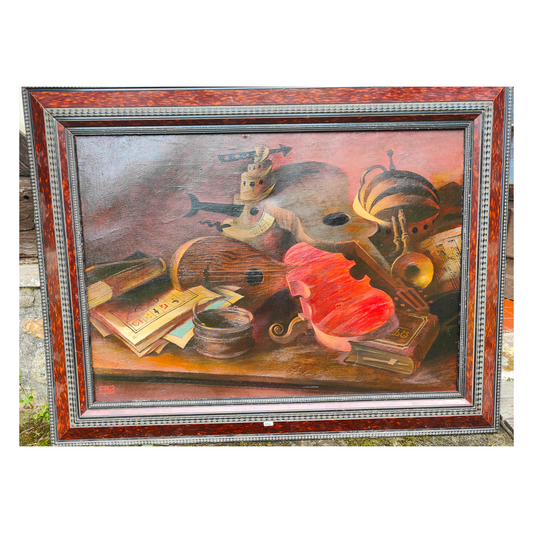 Le Violon Rouge huile sur toile Nikita Meshkov nature morte musicale art contemporain russe 60x86 cm 1300 euros