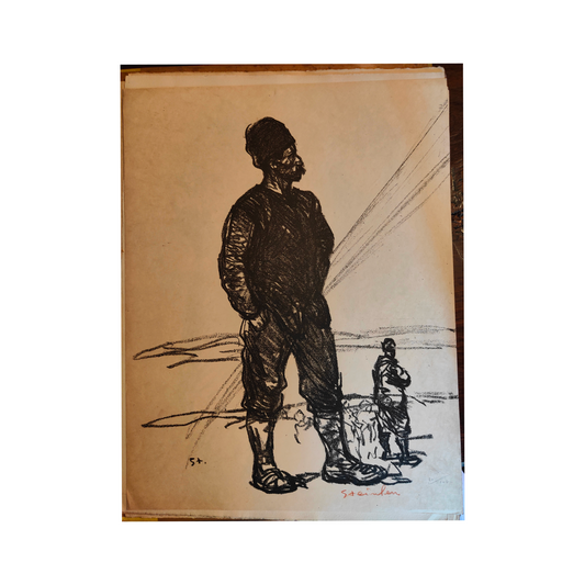Soldat serbe lithographie Théophile Steinlen figure militaire uniforme scène historique art graphique XIXe siècle
