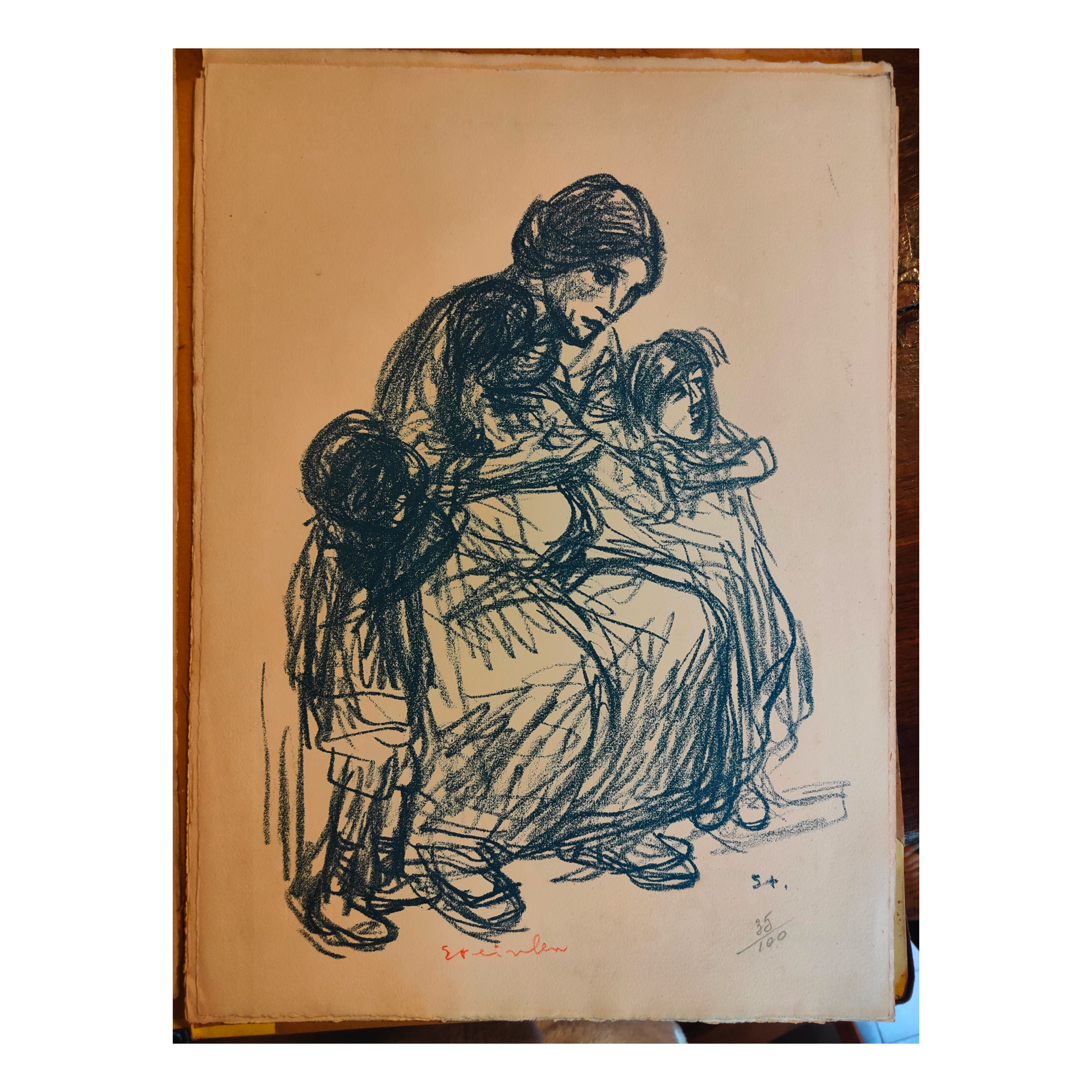 Femme et Enfants lithographie Théophile Steinlen scène familiale maternité figures féminines et enfants art graphique XIXe siècle
