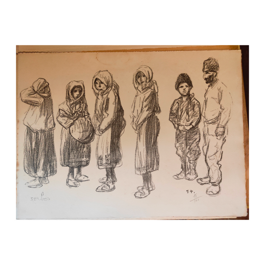 Enfants serbes lithographie Théophile Steinlen scènes d'enfance figures enfantines art graphique XIXe siècle
