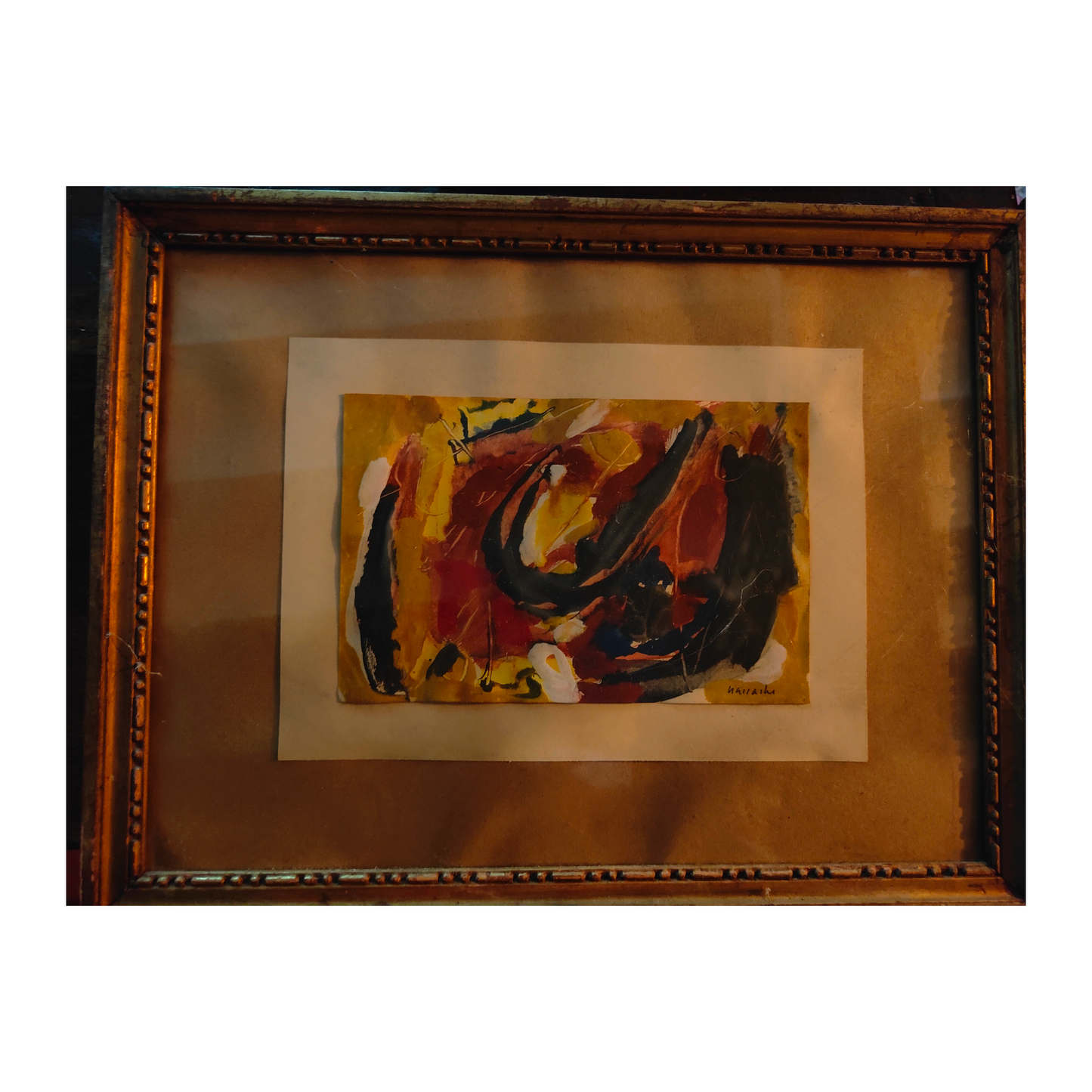 Abstraction gouache Edgard Naccache art abstrait moderne 48x37 cm authentique 900 euros