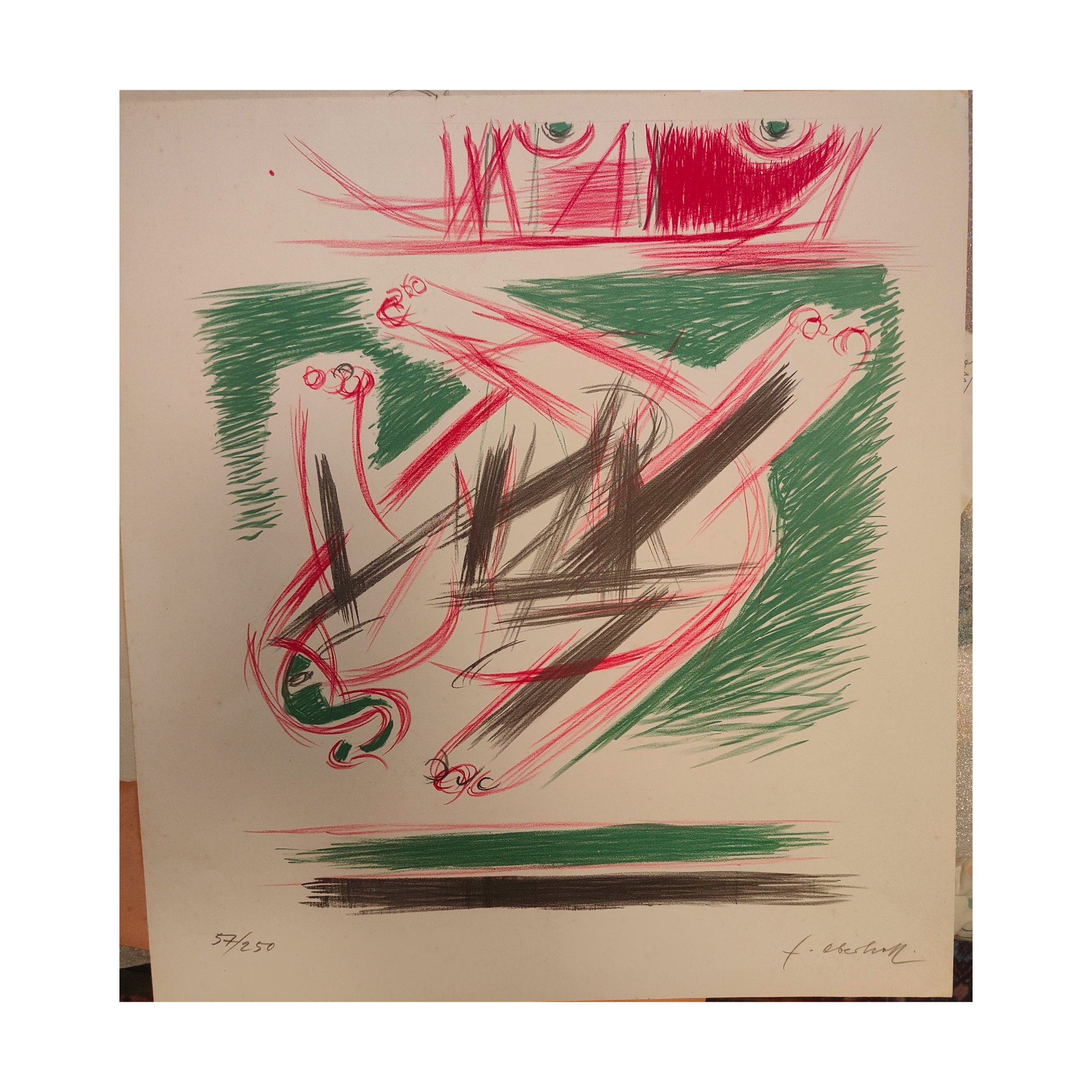 Crise lithographie Ernst Oberhoff composition expression dramatique visage art graphique contemporain
