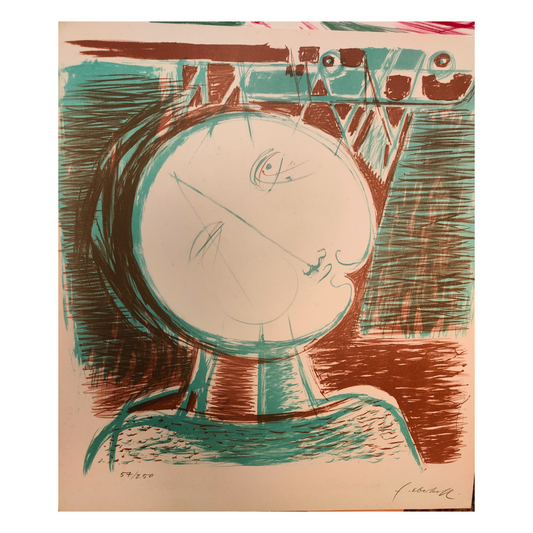 Facies Lunaire lithographie Ernst Oberhoff visage expression surréaliste art graphique contemporain
