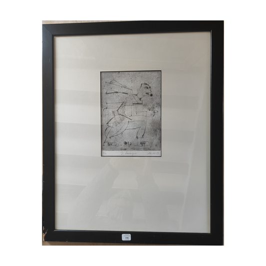 Homme courant gravure Dessaigne figure en mouvement art moderne français 55x44 cm authentique