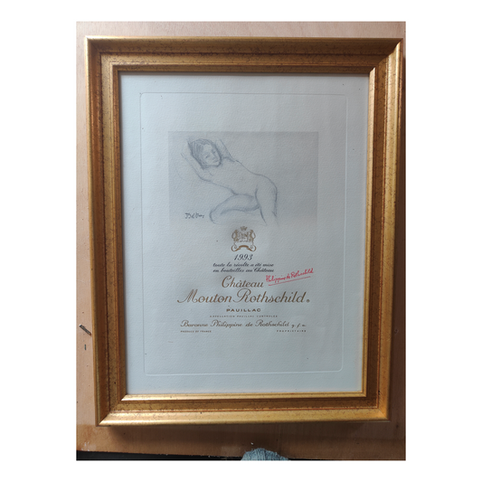 Modèle gravé de l'étiquette de Mouton Rothschild 93 gravure Balthus vin art étiquette 1993 35x44 cm 400 euros