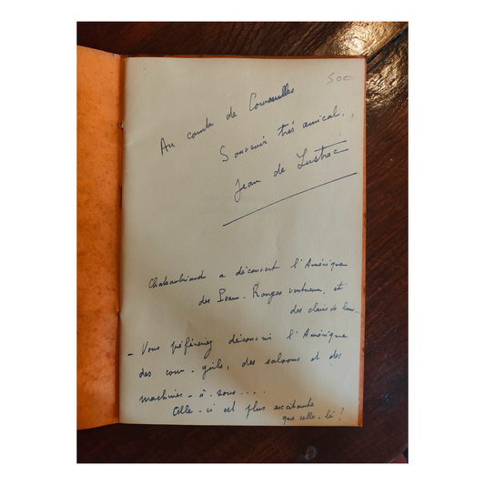 Chateaubriand découvre l'Amérique livre Baron de Lustrac dédicacé littérature française voyage Amérique 1958 authentique