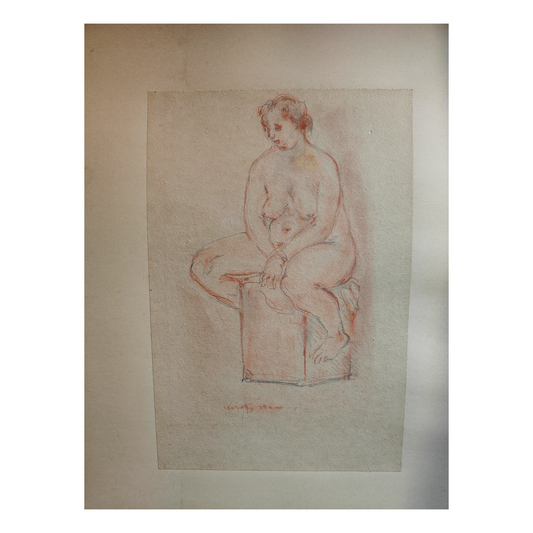 Nu assis dessin Leopold Kretz nu artistique art moderne français 300 euros