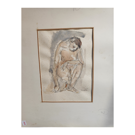 Nu debout accable  dessin Leopold Kretz nu artistique art moderne français 300 euros