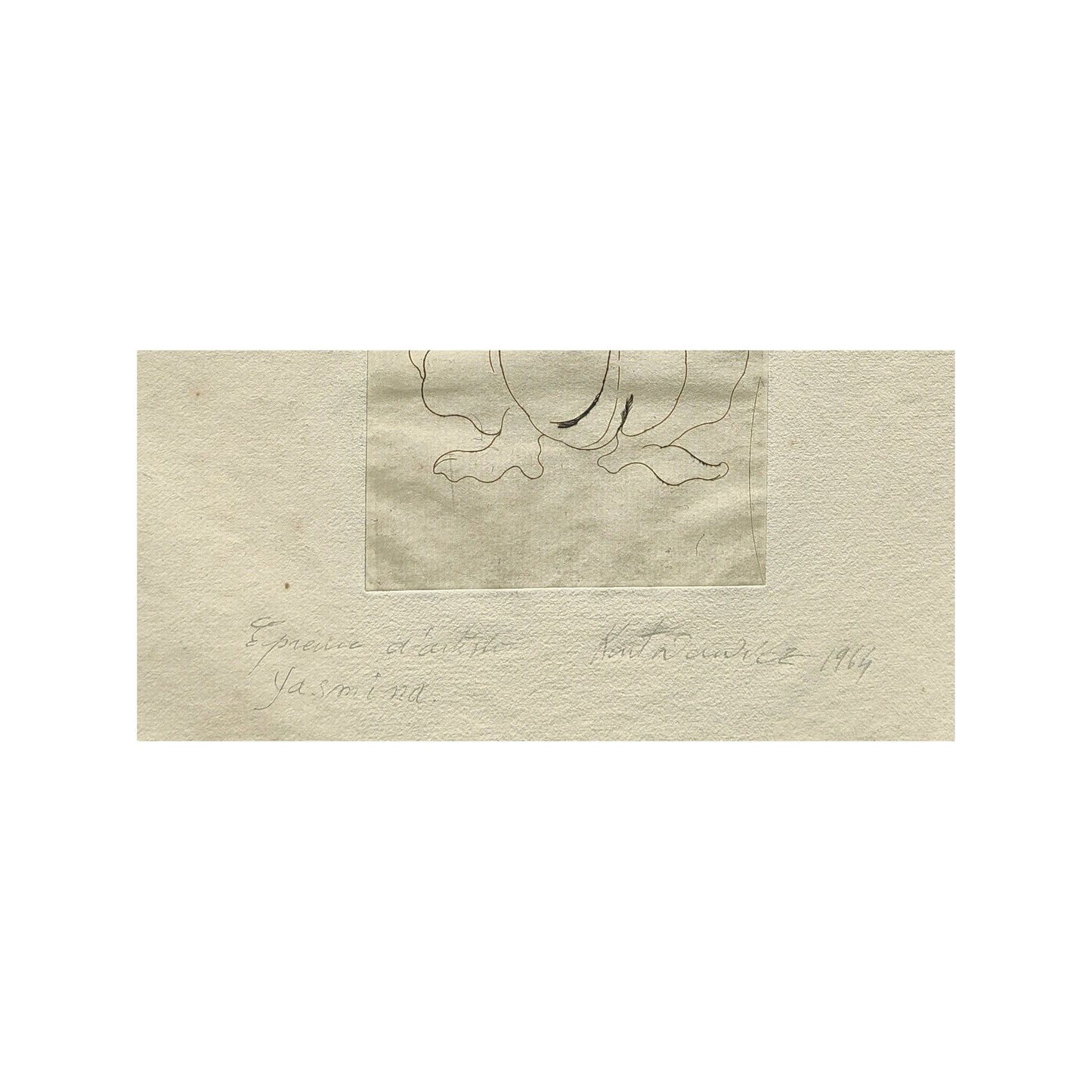 Gravure eau-forte abstraite en noir et blanc intitulée Yasmina par Serge Kantorowitz, épreuve d’artiste signée au crayon