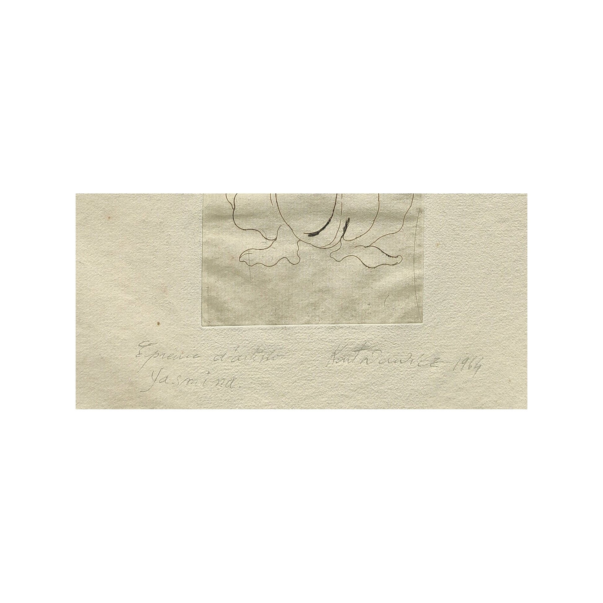 Gravure eau-forte abstraite en noir et blanc intitulée Yasmina par Serge Kantorowitz, épreuve d’artiste signée au crayon