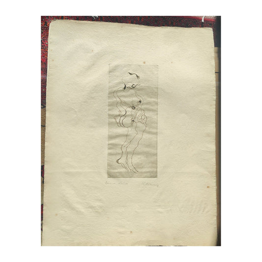 Gravure abstraite en noir et blanc de Serge Kantorowitz, eau-forte originale épreuve d’artiste signée et justifiée