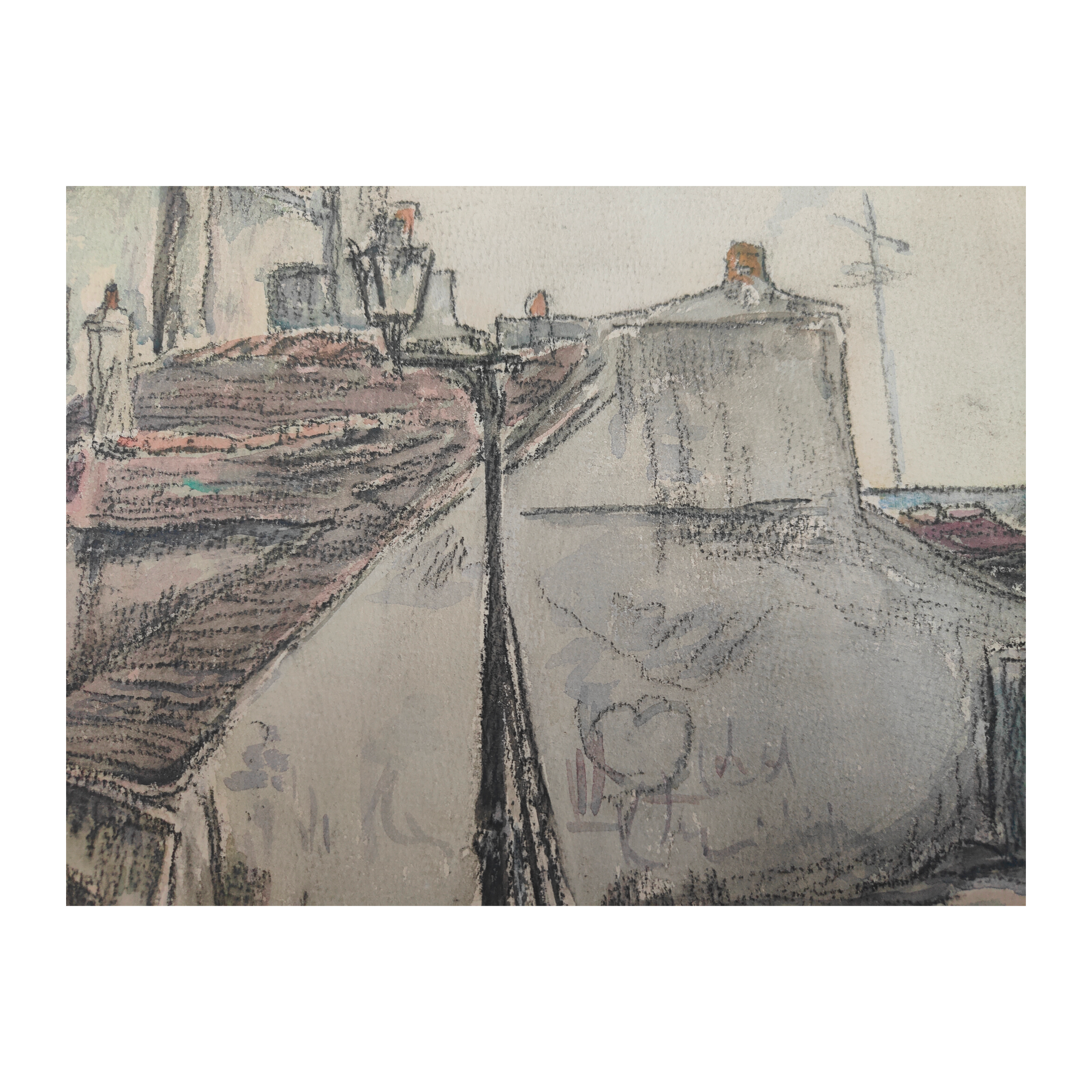 La Maison de Mimi Pinson à Montmartre par Saül Yaffie, aquarelle sur carton fort signée, titrée et datée 1923, vue d’une maison de Montmartre, format 52 x 35 cm.