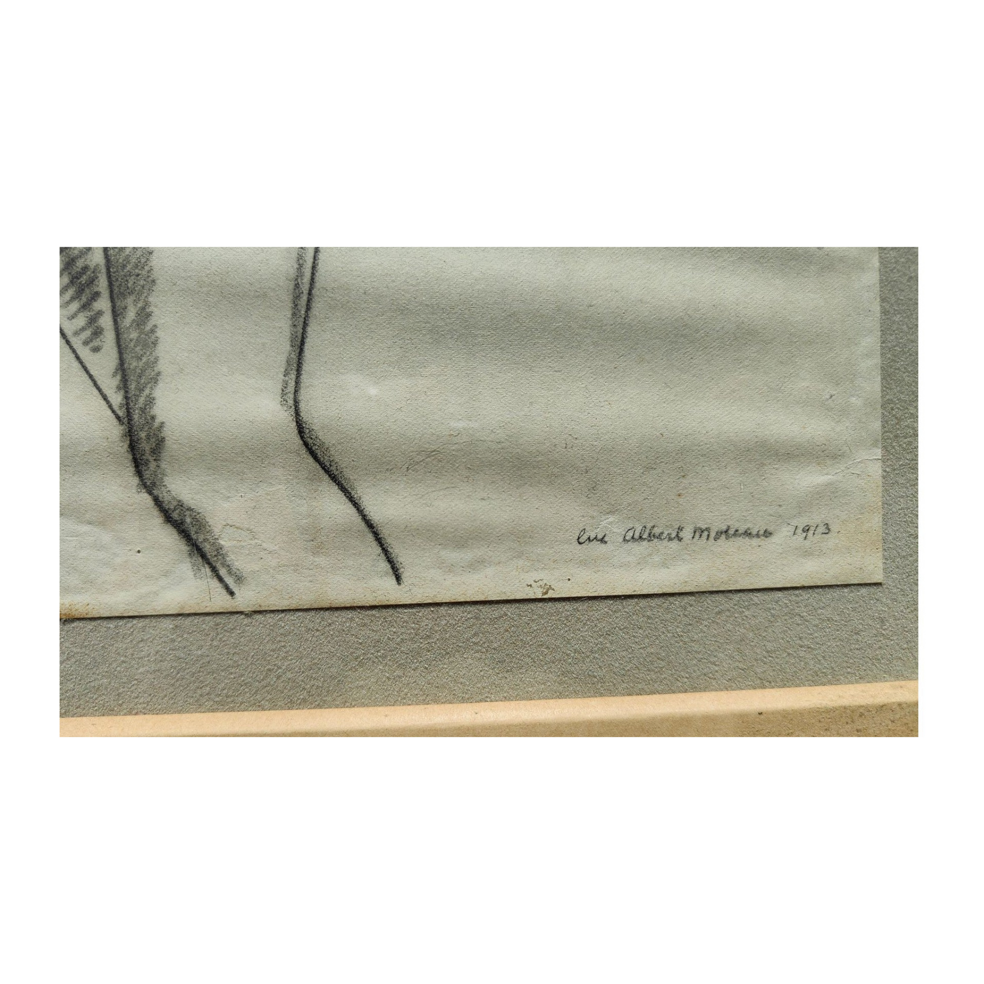 Dessin de 1913 signé par Luc Albert Moreau intitulé Femme enceinte, œuvre encadrée au format 45 x 56 cm, représentant une femme enceinte dans un style moderne