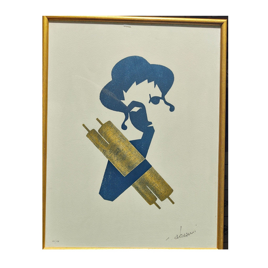 Lithographie bicolore intitulée Tradition de Robert Abrami, justifiée et signée au crayon, bien encadrée au format 52 x 68 cm, œuvre de l’artiste qui a dessiné le timbre commémoratif de la rafle du Vel d’Hiv
