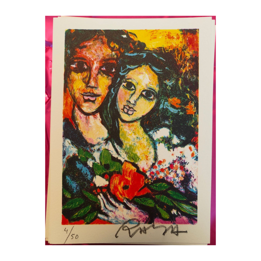 Suite de 16 cartes lithographiées en couleurs de Raya Sorkine, lithographies originales signées au crayon et numérotées 4/50, ensemble d’estampes non encadrées.
