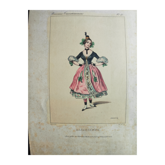 L'Alsacienne lithographie Paul Gavarni portrait femme costume traditionnel scène culturelle art graphique XIXe siècle
