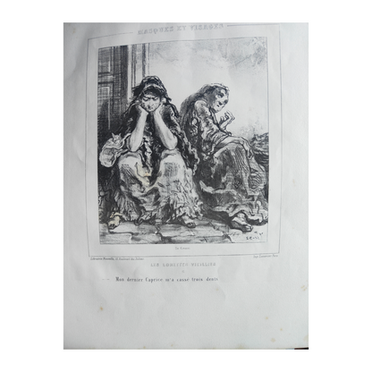 Les Lorette Vieillies série de 5 lithographies Paul Gavarni personnages féminins scènes de rue art graphique XIXe siècle
